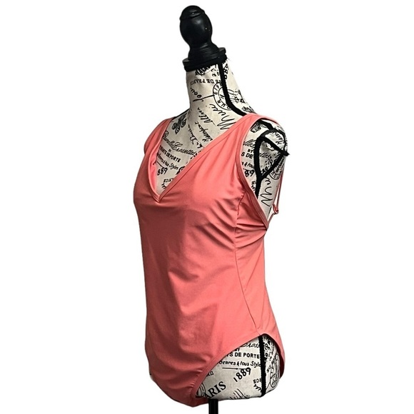 Kona Sol Women’s Orange One Piece Swimsuit L Adjustable Straps VNeck Summer Swim - Picture 3 of 11